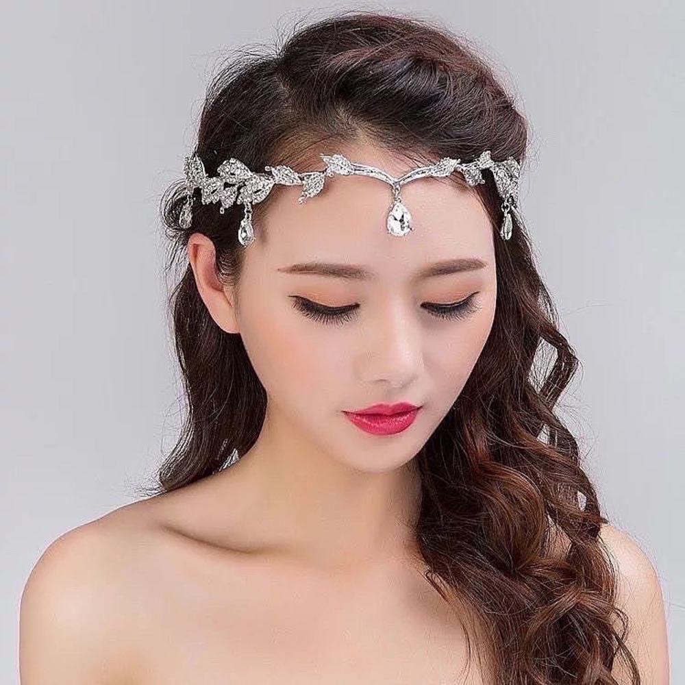 The Rhinestone Teardrop Leaf Bridal Headband